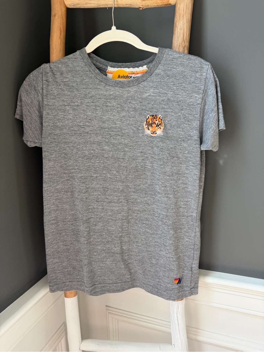 Aviator Nation Heather Gray Tee with Sun Logo